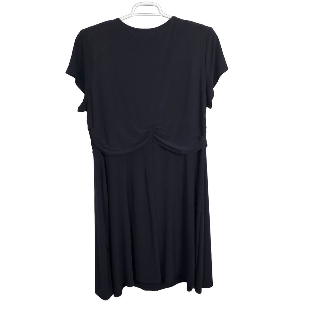 R&M Richards Size 20W Dress Pullover Stretch Fluid Jersey Midi Crystal Navy - Picture 3 of 11
